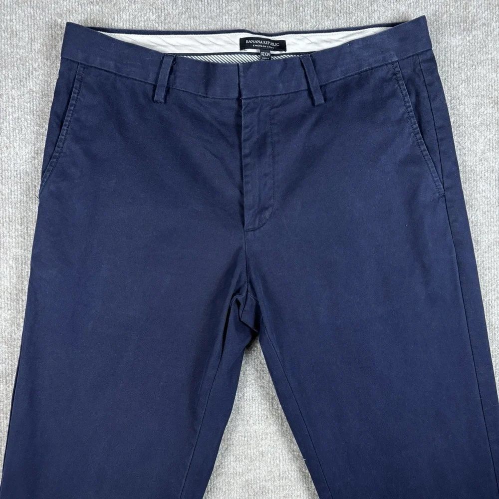 Banana Republic Emerson Chino Pants Mens 32x34 Navy Blue Straight Cotton